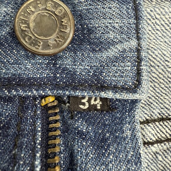 Edwin Jeans Mens 34x30 Straight Wide Distressed Streetwear‎ Underworld Logo Blue - Picture 4 of 14